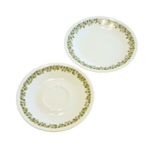 Vintage Corelle Green Daisy tea saucer and dessert plate